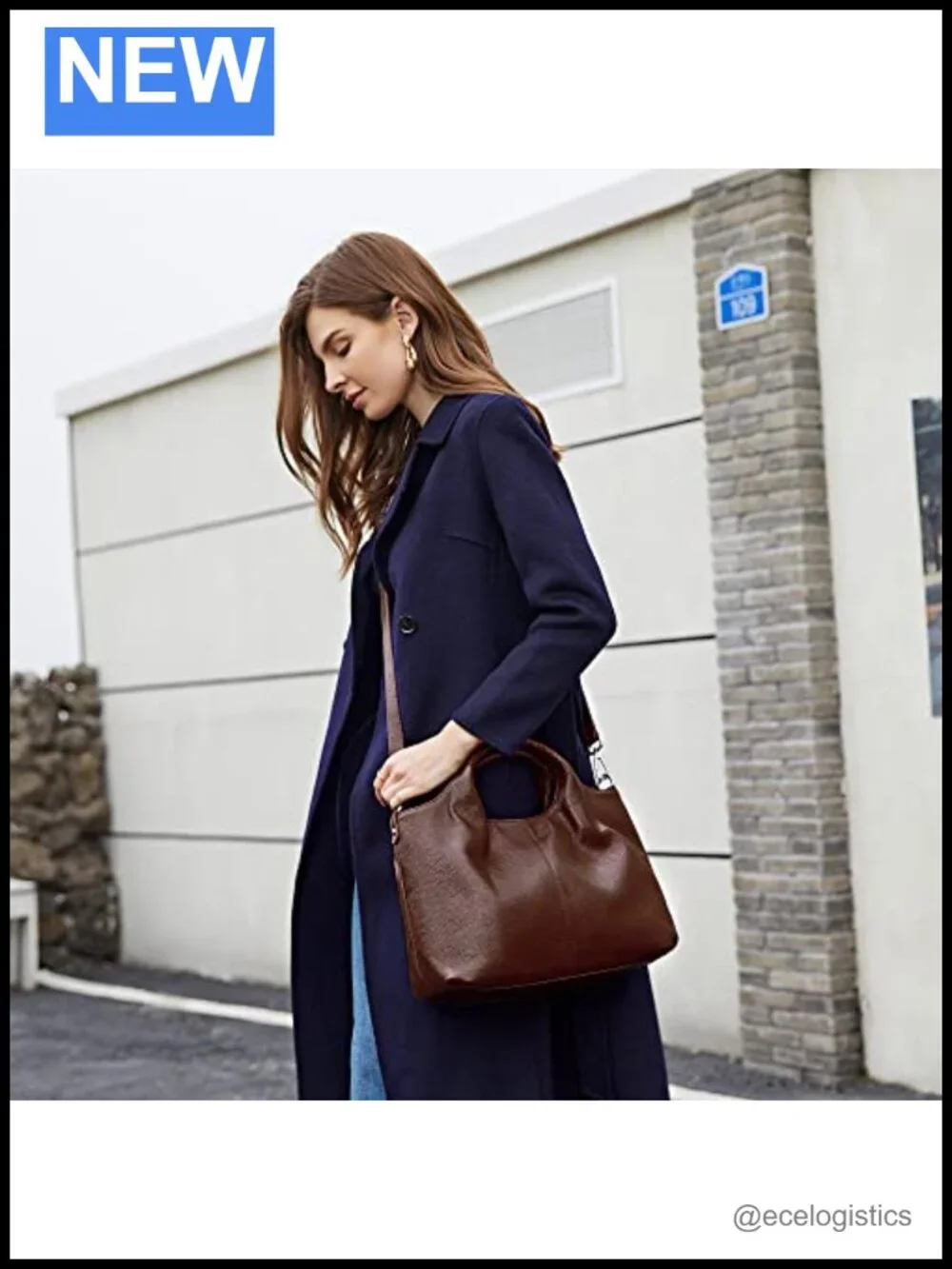 Genuine Leather Satchel Handbag Large Top Handle Crossbody